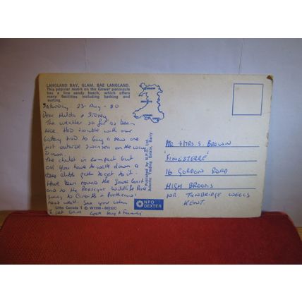 multiview, LANGLAND BAY, GOWER PENINSULAR, WALES, used postcard dated 1980 =
