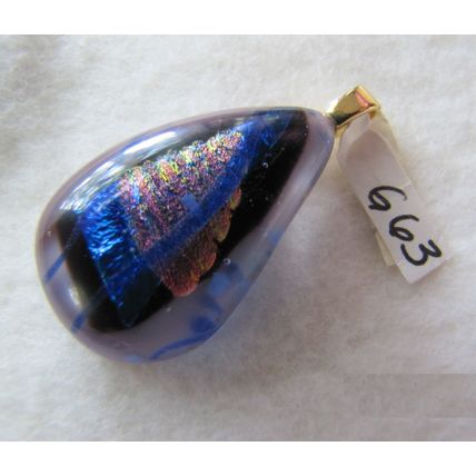 Dichroic Multicolor Fused Glass Pendant with gold bail, id:g63