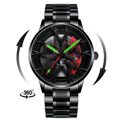 Men's Brake Disc Waterproof Reloj Hub Skeleton Luminous Real Spinning