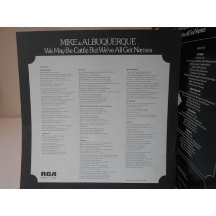 LP. 1973. MICHAEL de ALBUQUERQUE.WE MAY BE CATTLE BUT WE'VE ALL GOT NAMES.NMINT