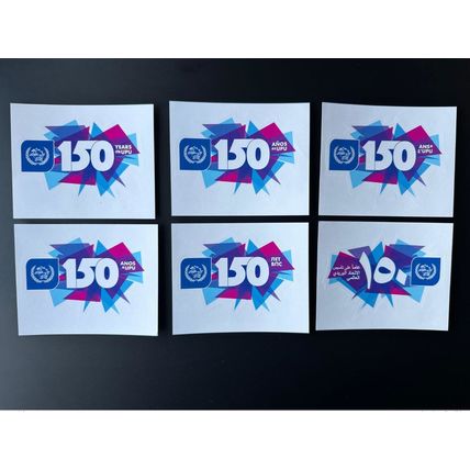 Berne 2024 150 ans UPU Union Postale Historian's Colloquium 6 stickers languages