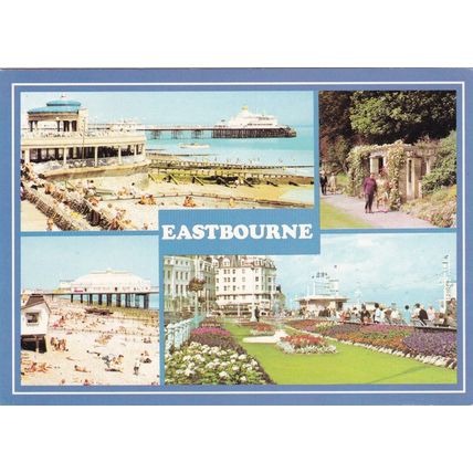 Eastbourne Carpet Gardens Sussex Multiview Postcard Posted 1992 crease