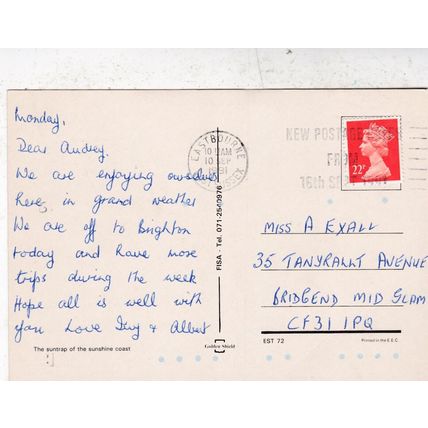 Eastbourne Carpet Gardens Sussex Postcard Posted 1991 crease