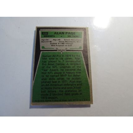 1975 Topps Football Card # 520 Alan Page Very Good (3) Minnesota Vikings
