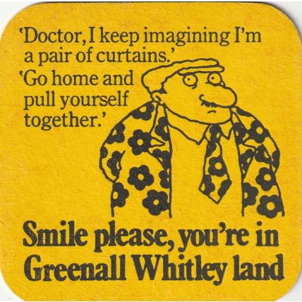 BEER MAT - GREENALL WHITLEY BREWERY - SMILE PLEASE - (Cat No 264) - (1973)