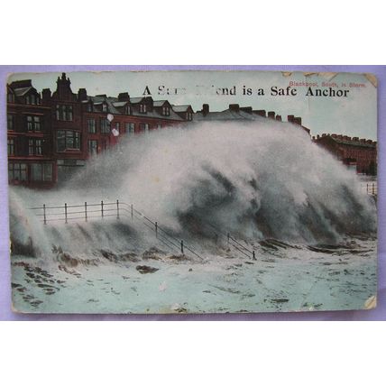 1910 postcard Blackpool, South, in Storm