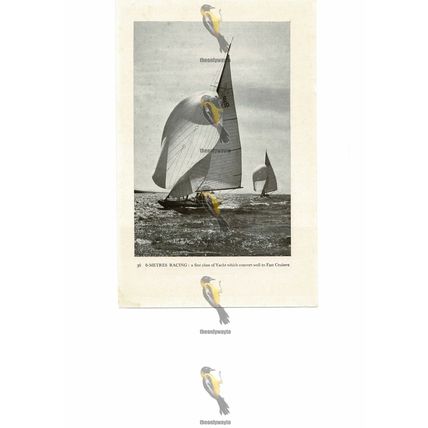 8 Metres Racing Yacht, Book Illustration (Print), c1937