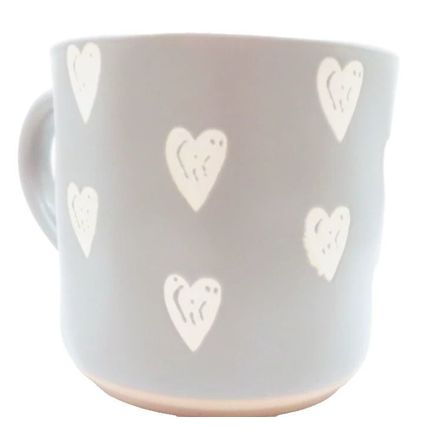 Grey Mug White Heart Pattern 9 CM Gift Tableware Home Decor Kitchen Gift