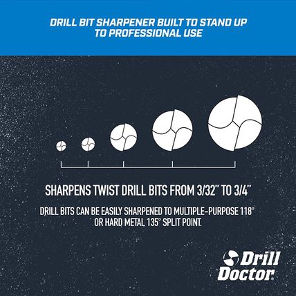 Drill Doctor DD750X Electric Drill Bit Sharpener, 3/32-3/4" High-Speed, Portable