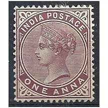 India 1883 SG88 1a Brown Purple Mounted Mint . .
