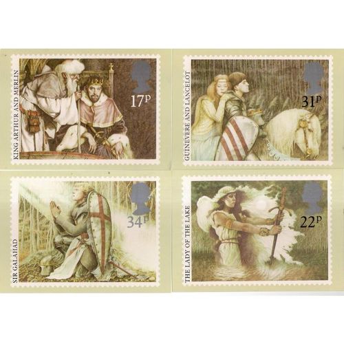 ARTHURIAN LEGENDS set of 4 issued 1985 by Post office postcard stamps
