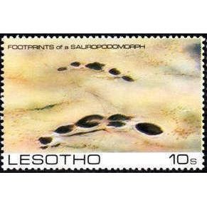Lesotho QEII 1984 Prehistoric Footprint 10s Saurpodomorph Mounted Mint MM SG 596