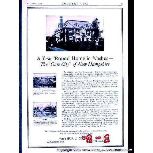 NASHUA NEW HAMPSHIRE 1925 NH country home real estate sale vintage ad