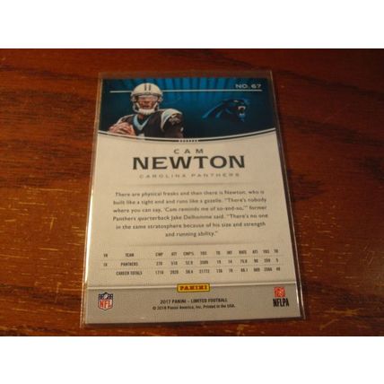 2017 Panini Limited, Red Foil #'d 15/25, CAM NEWTON, Panthers #67