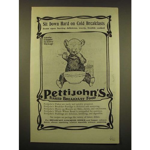 1902 Pettijohn's Flaked Breakfast Food Ad - Sit down hard on cold breakfasts