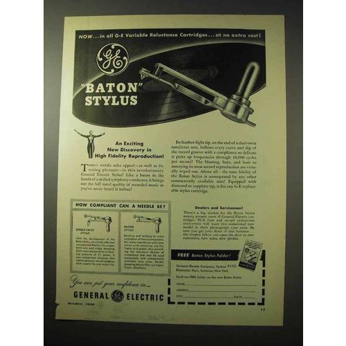 1950 General Electric Baton Stylus Ad - Discovery
