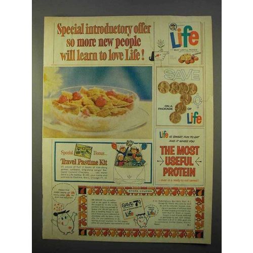 1963 Quaker Life Cereal Ad - Learn To Love Life!