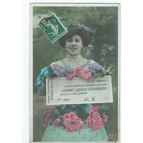 postcard vintage glamour france postcard posted publisher A.S. hand coloured