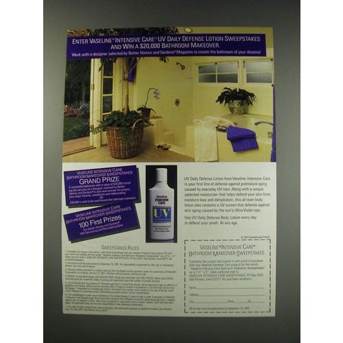 1991 Vaseline Intensive Care UV Daily Defense Lotion Ad