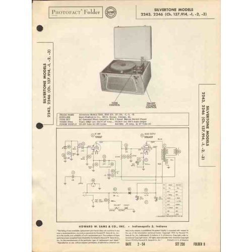 SILVERTONE model 2243 2246 3-speed phonograph Sams Photofact manual