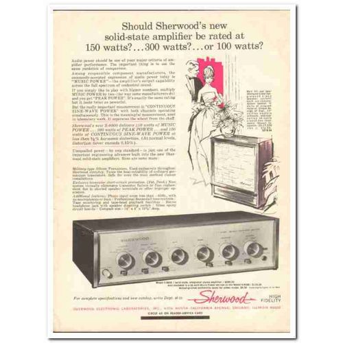 SHERWOOD ELECTRONIC LABS 1964 S-9000 Solid-State Amplifier vintage ad