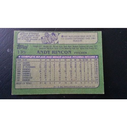 1982 Topps Card # 135A Andy Rincon Very Good (3) St Louis Cardinals