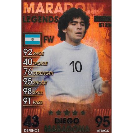 Match Attax - 101 (2019): Legends (Rainbow Foil) - Argentina, Maradona