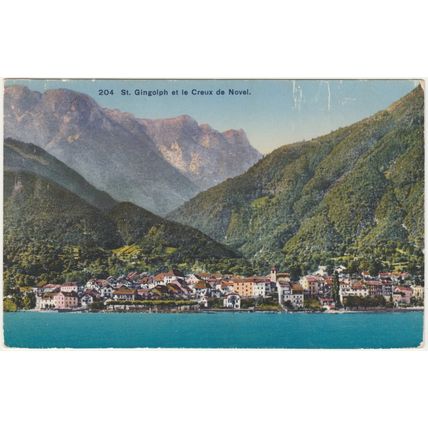 Postcard St. Gingolph et le Creux de Novel, Haute-Savoie, France. 1920