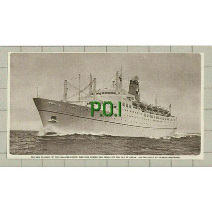 (4827) Empress of Canada Canadian Pacific Line Ship- 1961 Clip