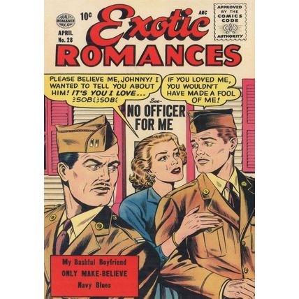 Exotic Romances 1950s Love Comic Book Military Romance Postcard