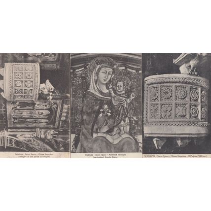 Subiaco Sacro Speco Chiesa Superiore 3x Italian Religious Old Postcard s