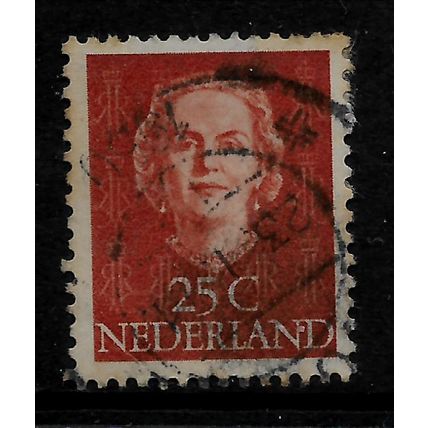 NETHERLANDS 1949 25c BROWN QUEEN JULIANA SG 690 FINE USED#