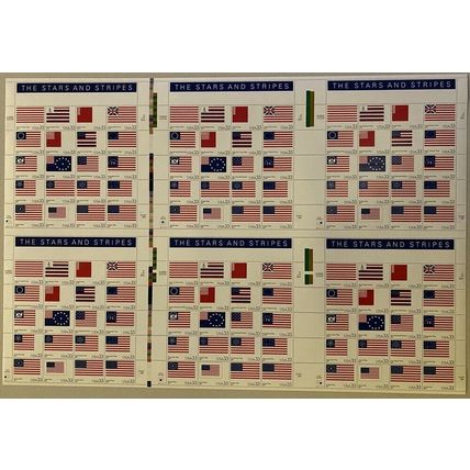 Stars & Stripes Press Sheet of Six Panes of Twenty 33¢ Stamps Each Scott 3403