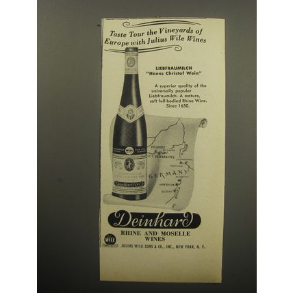 1954 Deinhard Liebfraumilch Wine Ad - Taste tour the vineyards of Europe