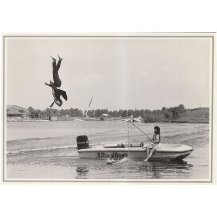 Circus Summersault Over Fishing Speedboat Award Photo Postcard