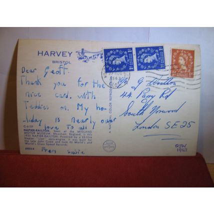 1933 NAPIER-RAILTON veteran motor car used postcard by Harvey Barton 1963 pm #
