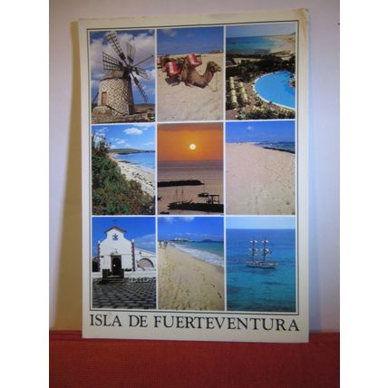 multiview, ISLA DE FUERTEVENTURA, CANARY ISLES, SPAIN used postcard 1993 pm =