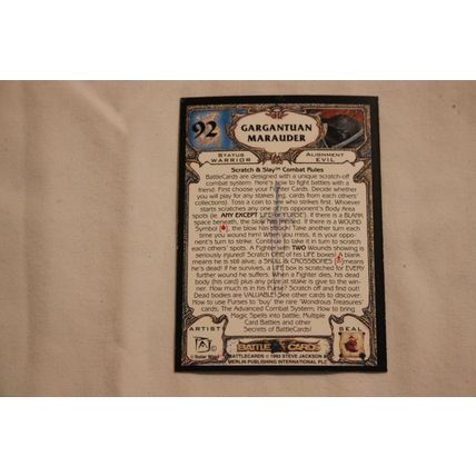 Gargantuan Marauder 1993 Merlin Battle Cards NO. 92