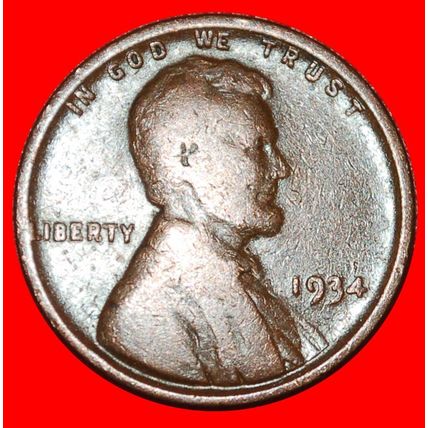 WHEAT PENNY (1909-1958): USA★1 CENT 1934! LINCOLN 1809-1865★LOW START★NO RESERVE