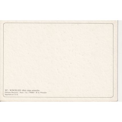 Unused Art Postcard - Huit chats attentifs - Winckler