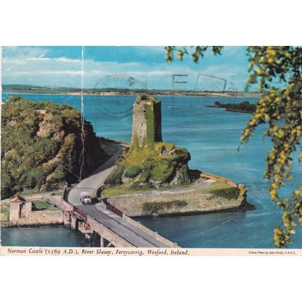 Norman Castle River Slaney Ferrycarrig Wexford Ireland Postcard posted crease