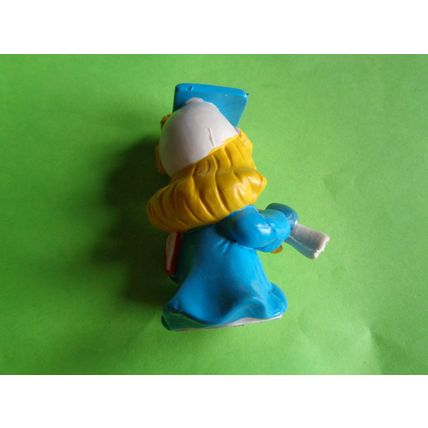 Graduation graduate smurfette in a all blue robe gown and hat
