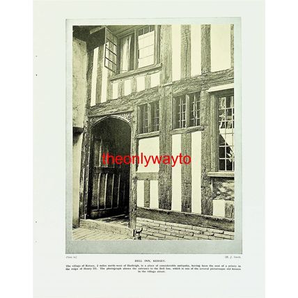 Bell Inn, Kersey, Suffolk (Old Cottage Chilton On Reverse), Book Illustration