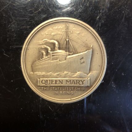 Vintage RMS Queen Mary Commemorative Medal "Stateliest Ship 1936" Encapsulated