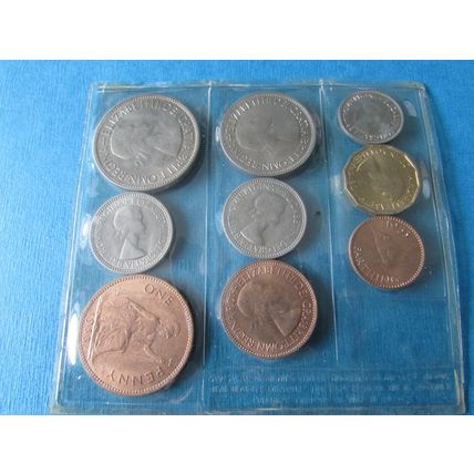 1953 QUEEN ELIZABETH II CORONATION SET OF NINE COINS SEALED IN PLASTIC (5)