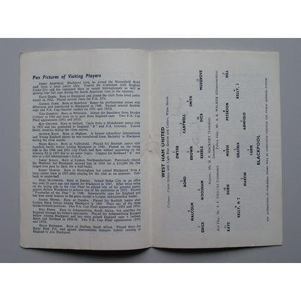 WEST HAM UNITED v BLACKPOOL Div1 24/10/1959