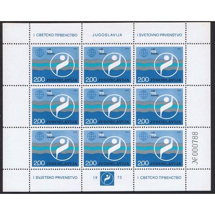 Yugoslavia World Aquatic Championship Sheetlet of 9v 1973 MNH SG#1563 Sc#1148