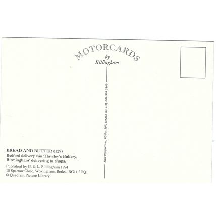 BEDFORD DELIVERY VAN HAWLEYS BAKERYBY BILLINGHAM MOTOR CARDS