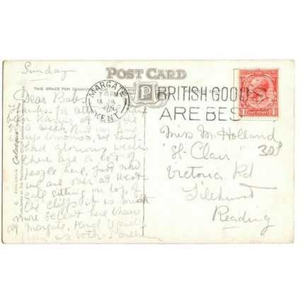 Margate Newgate Gap + 1925 Margate BRITISH GOODS ARE BEST Slogan Postmark