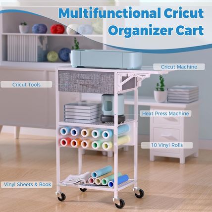 Rolling Cricut Storage Organizer Cart Compatible with Cricut Machine, Cricut Vin
